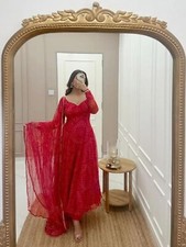 Women Anarkali kurta Set; Beautiful Red Bandhani Printed Anarkali kurta Dupatta