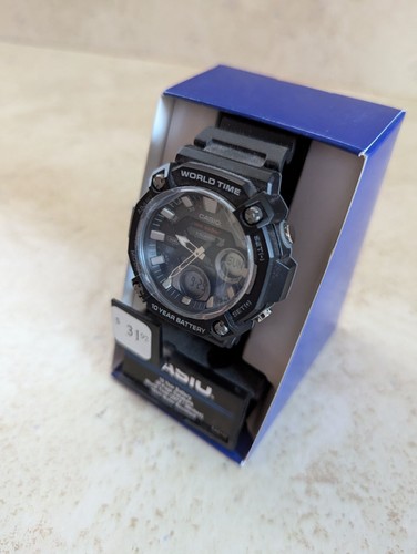Casio CAS122 Digital Watch Resin Band World Time 3 Alarm 10yr Battery - Picture 3 of 4