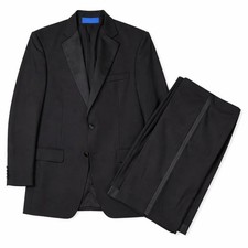 Tallia Uomo Tuxedo Suit   44L Black Worsted Wool 38W Bravo READ