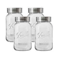 Regular Mouth Glass Mason Jars with Lids and Bands, Used for Canning (Quart, 32