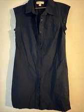 MICHAEL KORS  navy sleeveless button down shirt dress Sz M NWOT