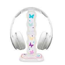 Clear Butterfly Headphone Stand by CamyCosy - Gaming Headset Holder for Desk