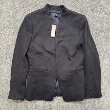 Womens 0 J Crew Blazer Going Out Stretch Twill Black H2743 Open Front Pockets