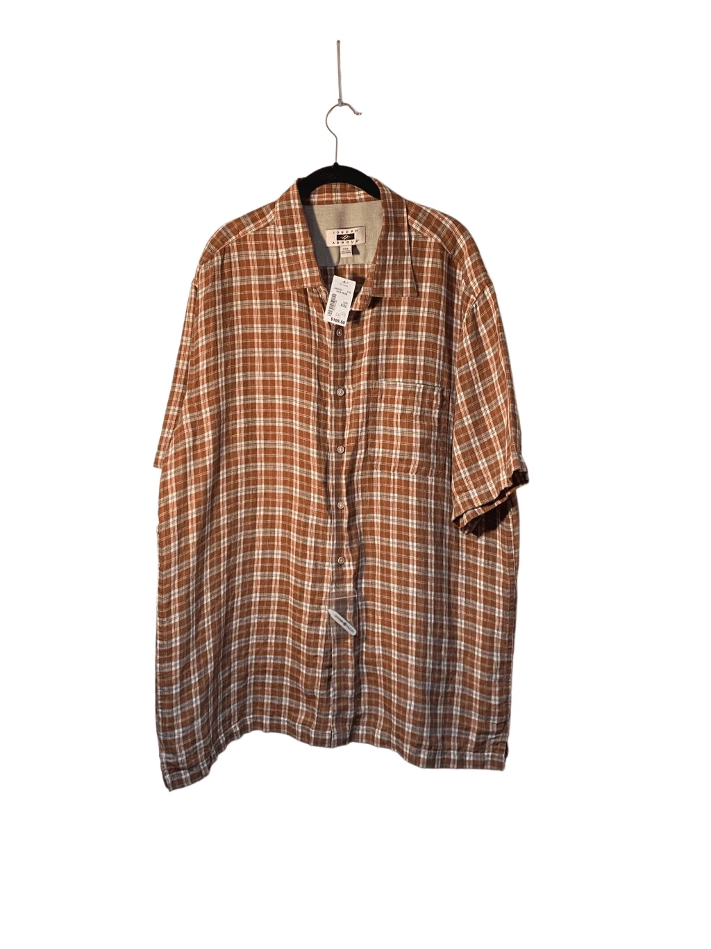 NWT, Joseph Abboud, men’s linen plaid shorts sleeve shirt, XXL