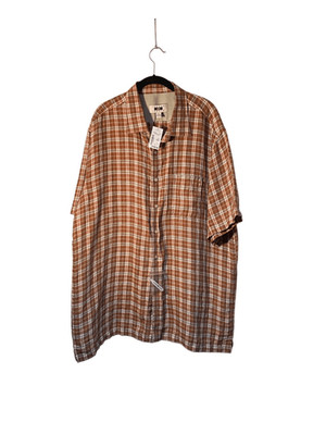 NWT, Joseph Abboud, men s linen plaid shorts sleeve shirt, XXL