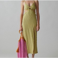 Urban Outfitters Popcorn O-Ring Cutout Maxi Dress Chartreuse Green Small