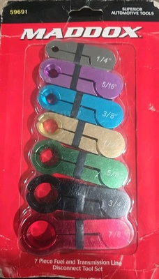 #ad MADDOX 59691 7 PIECE HIGH PRESSURE FUEL AND TRANSMISSION LINE DISCONNECT SET $23.00