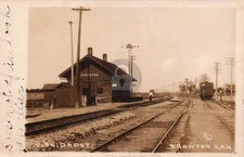 Scranton KS Kansas Railroad Train Depot Tracks RPPC Postcard COPY