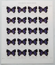 USPS Postage Stamps Sheet of 20 Non Machinable Butterfly Colorado Hairstreak   