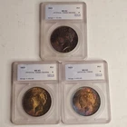 Lot Of 3 Silver Peace Dollar Artificial Toning