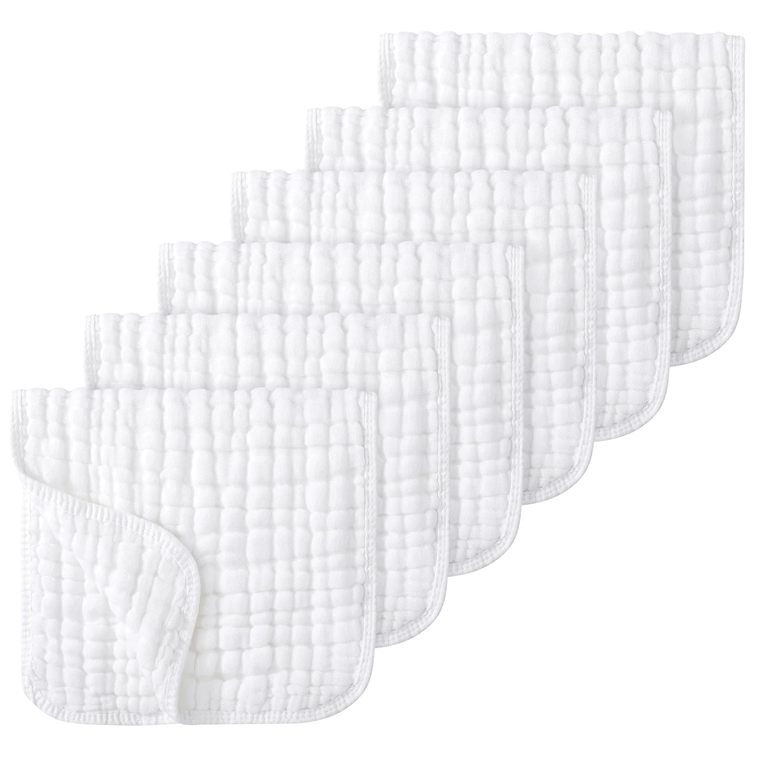 Muslin Burp Cloths Baby Girl 6 Pack - 20" X 10" - Ultra Soft & Absorbent, 6-Laye
