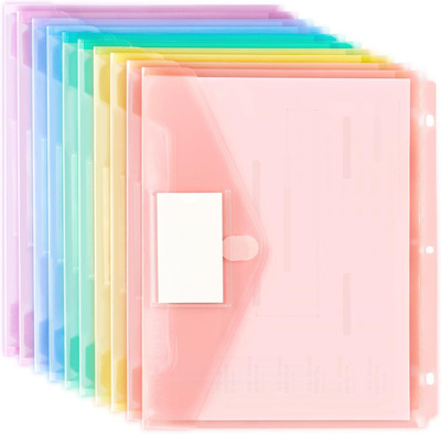 Binder Pocket, 10 Pack Super Heavyweight Plastic Folders with Tight Closure, Bin
