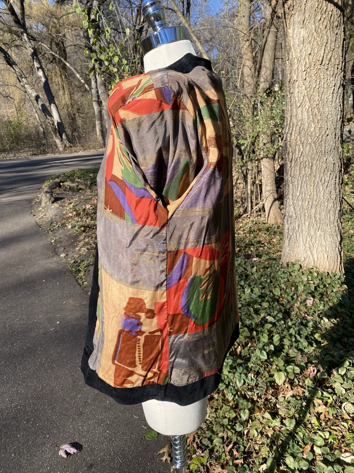 Vtg Suede Leather Patchwork Jacket Blazer Womans … - image 13