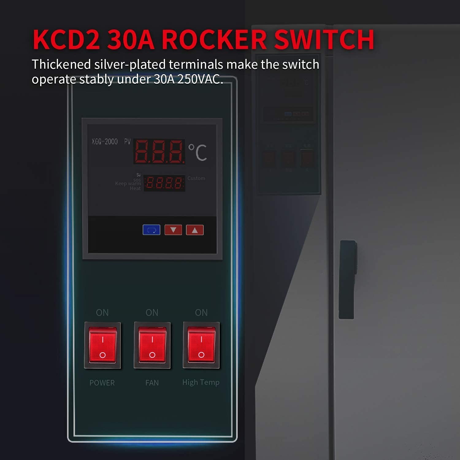 DaierTek 30A 250V KCD2 KCD4 Rocker Switch DPST 4 Pin Red Lighted 120V 125V 