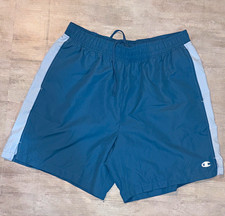 Champion Men s Blue/Gray Mesh Athletic Shorts L Drawstring Elastic Waist Gym