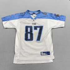 Vintage Tennessee Titans Football Jersey Boys L White Blue NFL Reebok Calico 87