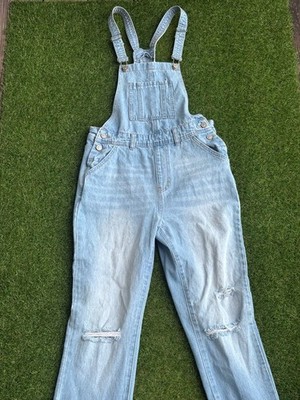 YMI Dream Distressed Denim Overalls Light Wash Size M