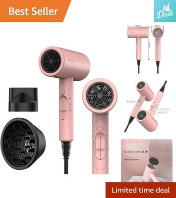 Ultra-Fast 210°F Ionic Blow Dryer for 4C Hair with Diffuser - Elegant Baby Pink