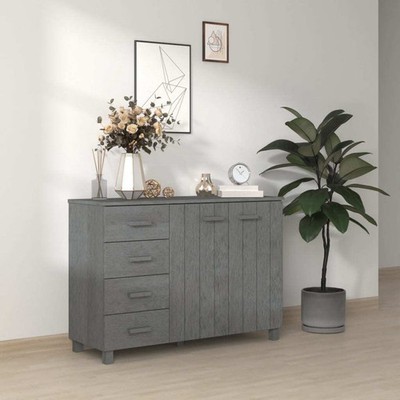 Sideboard Dark Grey Solid Pinewood, MDF Medium Sideboard