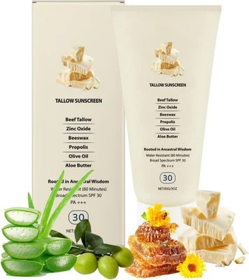 CURELUXE Beef Tallow Sunscreen , SPF 50 Sun Skin Repair | Summer Beauty