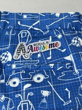 Royal & Awesome Shorts Men's 34 Best Laid Plans Royal Blue Golf Cart Golf Clubs