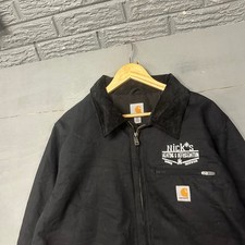 Carhartt Detroit Jacket Mens XL Tall Black Duck Canvas Blanket Lined J001 BLK