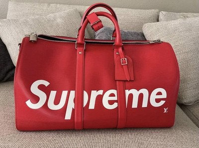   Louis Vuitton x Supreme Keepall 45 - Red Epi Leather Duffle Bag Authentic