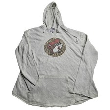 Bucee's Hooded Sweatshirt Beige Women's XL Logo Beaver Animal Print