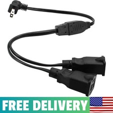3FT Extension Cord Splitter- 2 Way Outlet Splitter Extension Cords 2 Prong With