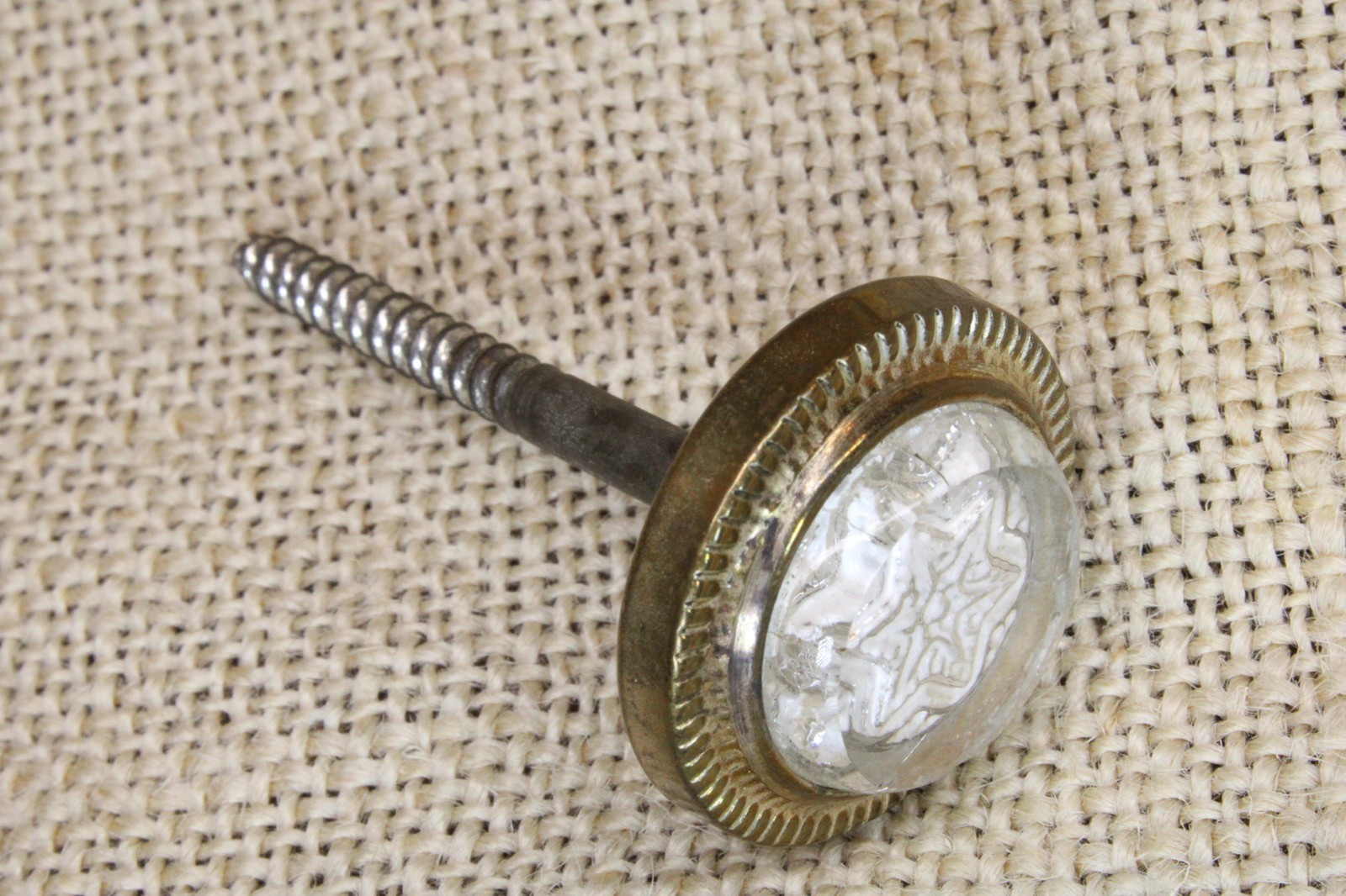 Old Picture Screw Nail Clear Glass White 8 Point Star Vintage Curtain Tieback #2