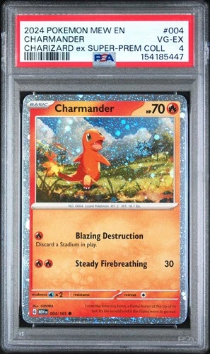 2024 POKEMON MEW EN-151 CHARIZARD EX SUPER-PREMIUM COLLECTION CHARMANDER PSA 4