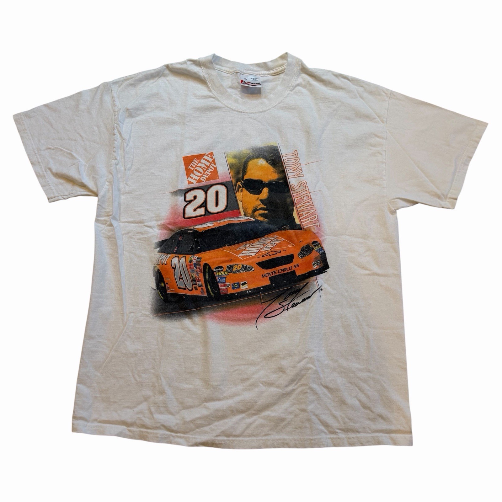 Chase Authentics White T-Shirt NASCAR Tony Stewart #20 Joe Gibbs Racing XL