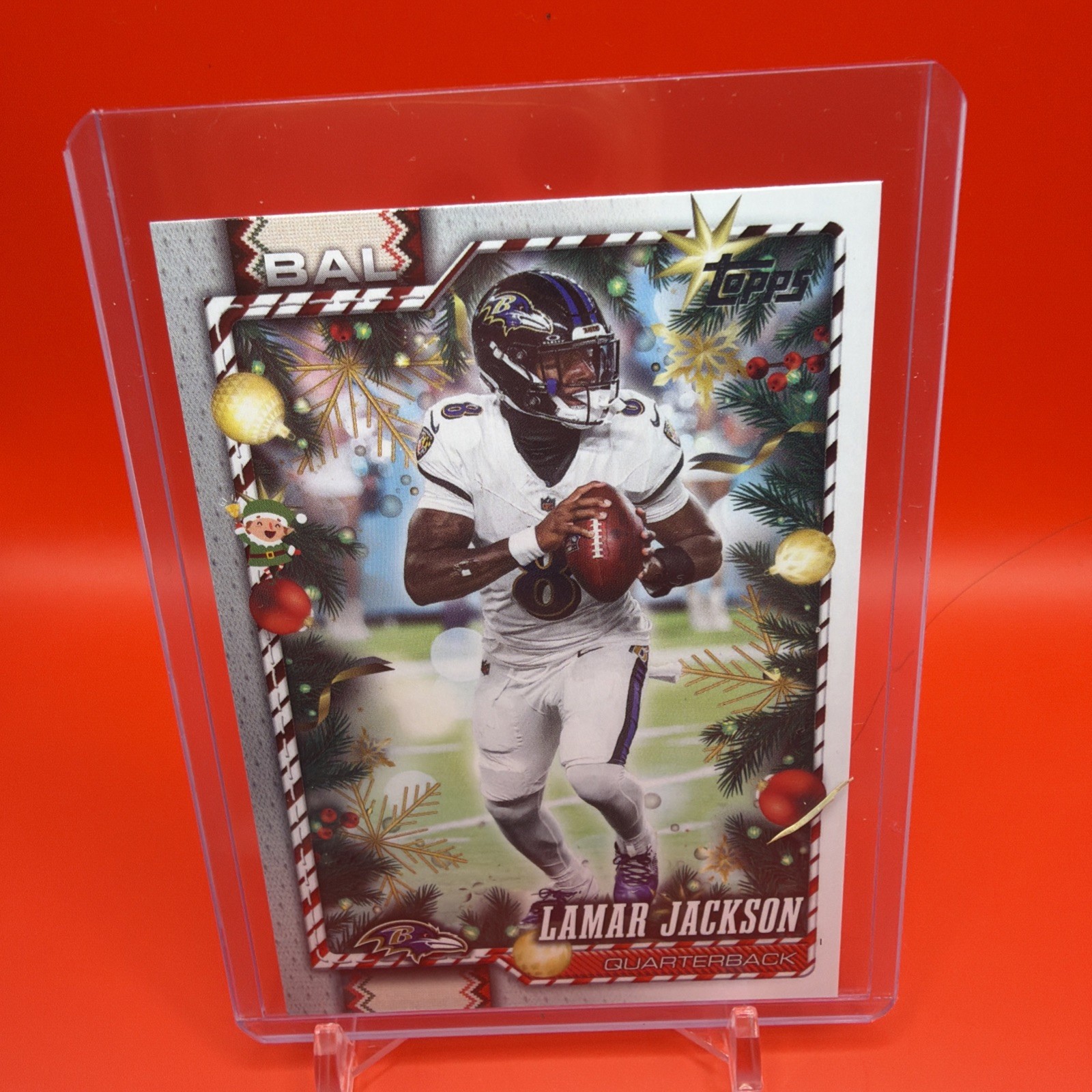 Topps Holiday 2026 Lamar Jackson #5 SP Holiday Back Variation Baltimore Ravens