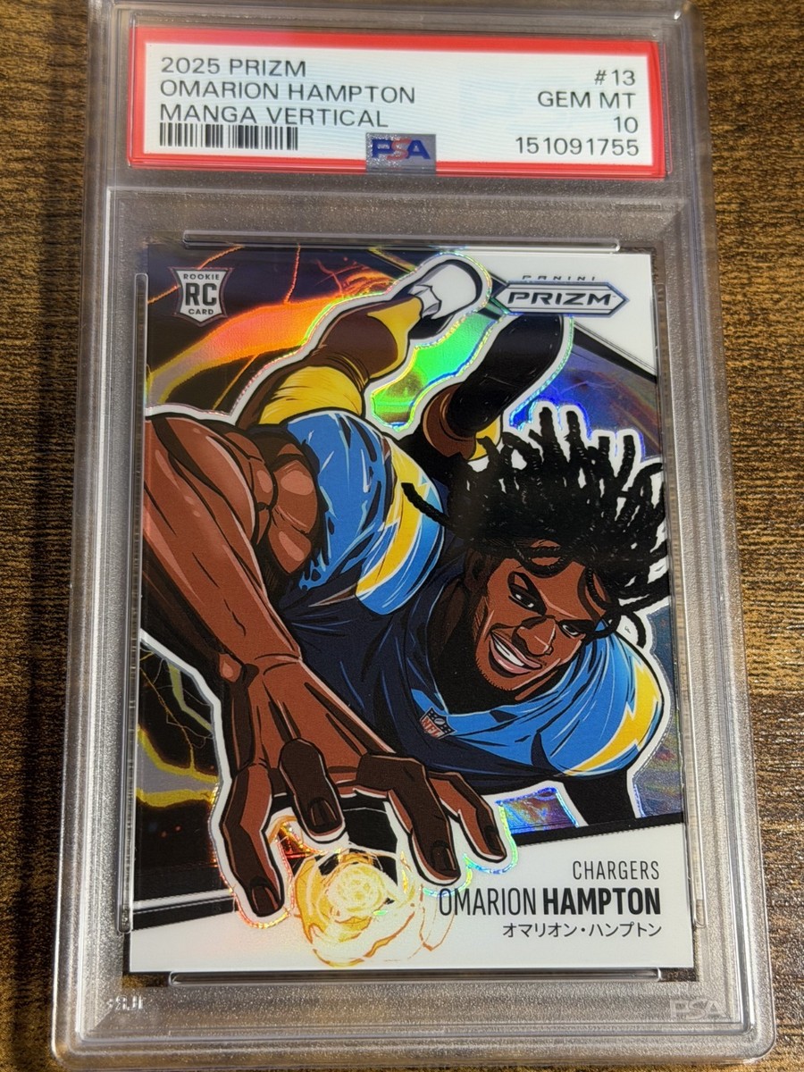 OMARION HAMPTON 2025 Panini Prizm #13 Rookie Vertical MANGA PSA 10