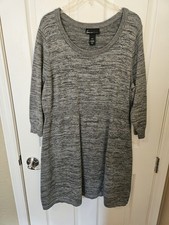 Lane Bryant Women's Heather Gray Silver Metallic Knit 3/4 Sleeve Dress Sz. 18/20