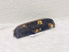 NWT Coach Pencil Case In Signature Canvas With Floral Print CCI83 Walnut/Yellow