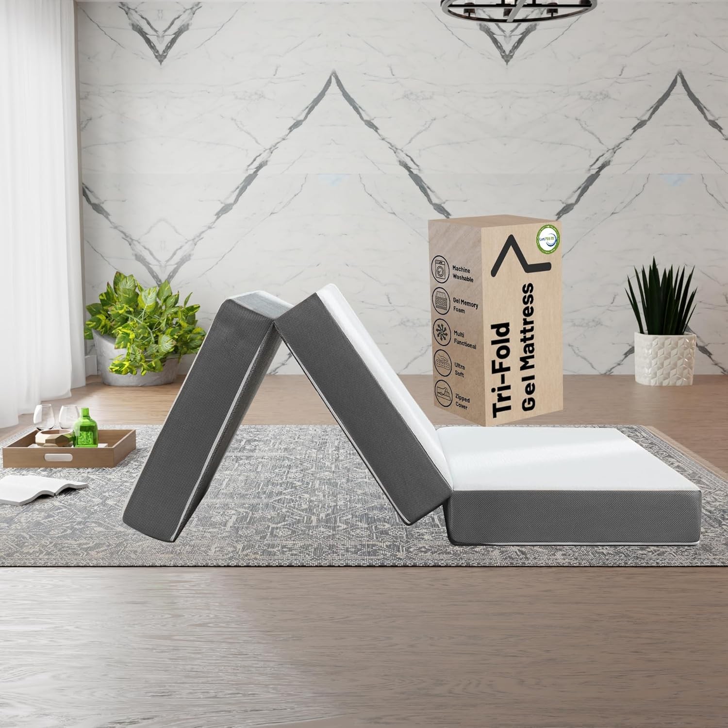 5-Inch Tri-Folding Portable Floor Gel Memory Foam Mattress | Comfortable Support