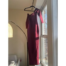 HOUSE OF CB Nalani Red Merlot Wine Off Shoulder Bandage Maxi sexy Split Dress