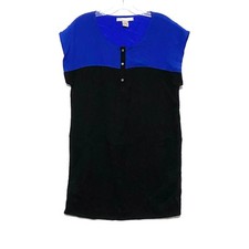 Forever 21 Love 21 Dress Black Blue Colorblock Buttons Polyester Womens Small S 