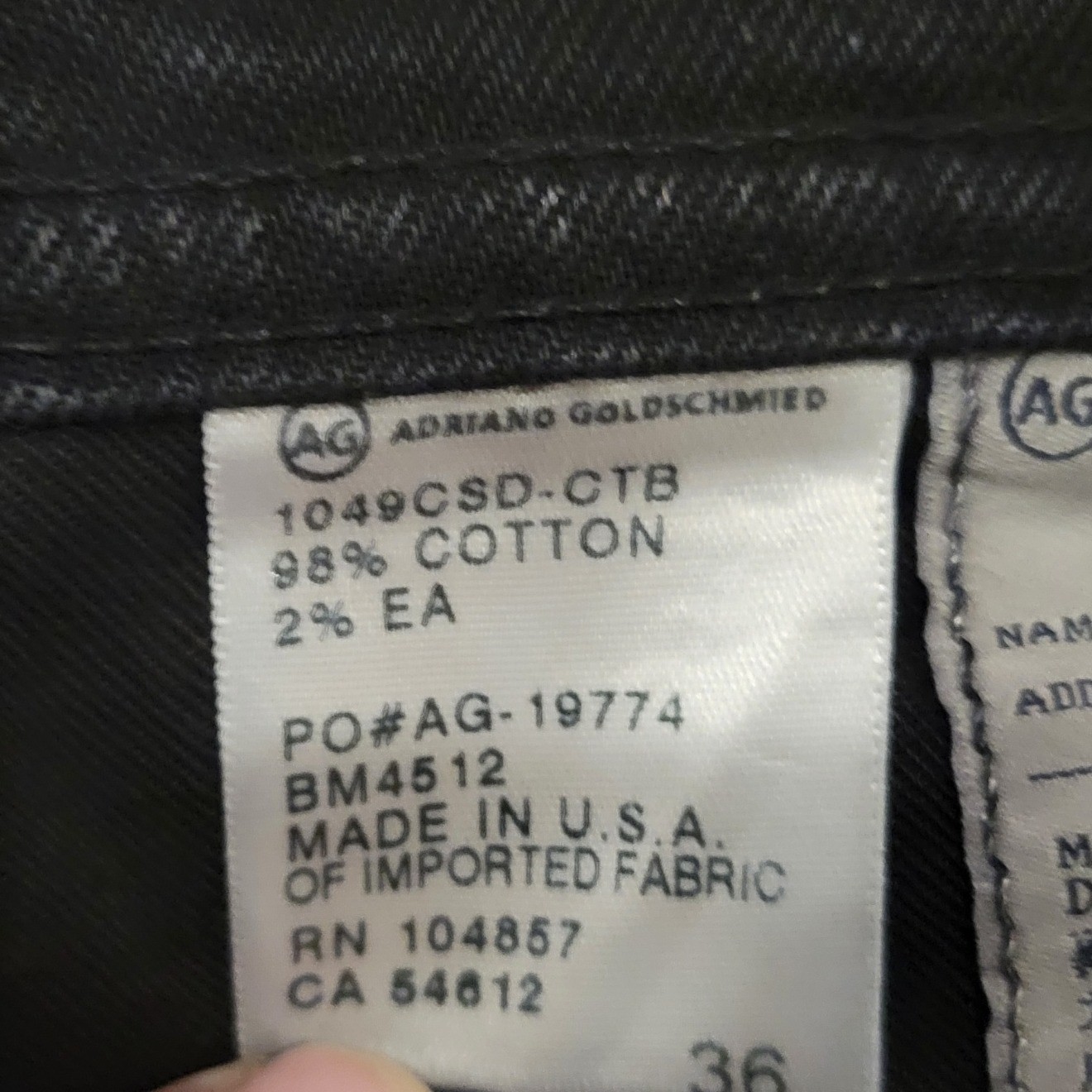 AG Adriano Goldschmied The Protégé Straight Leg Black Denim Jeans Sz 36 I384 thumbnail 10