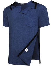 Men’s Post Shoulder Surgery Recovery Shirt Tear Away Short Sleeve Rotator Cuf...