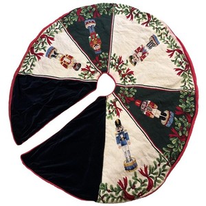 Wool and Cotton Cross Stitch Nutcracker Tree Skirt Christmas Holiday
