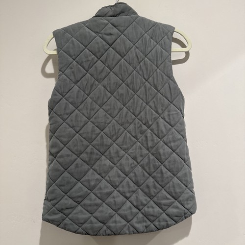 Laura Scott Women’s Gray QUILTED VEST Zip Up W Pockets Medium - Picture 2 of 7