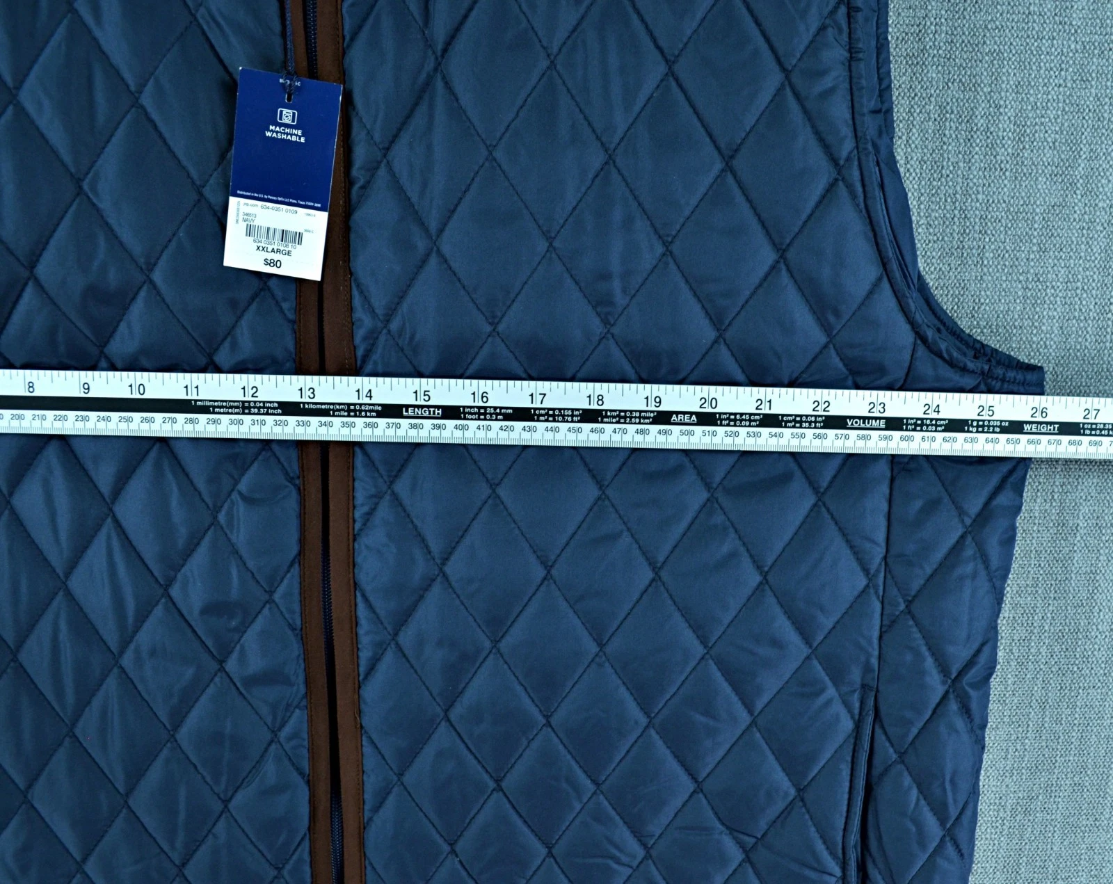 Stafford Quilted Vest Men's 2XL Blue Classic Fit Lined Full Zip Golf NWT image 5