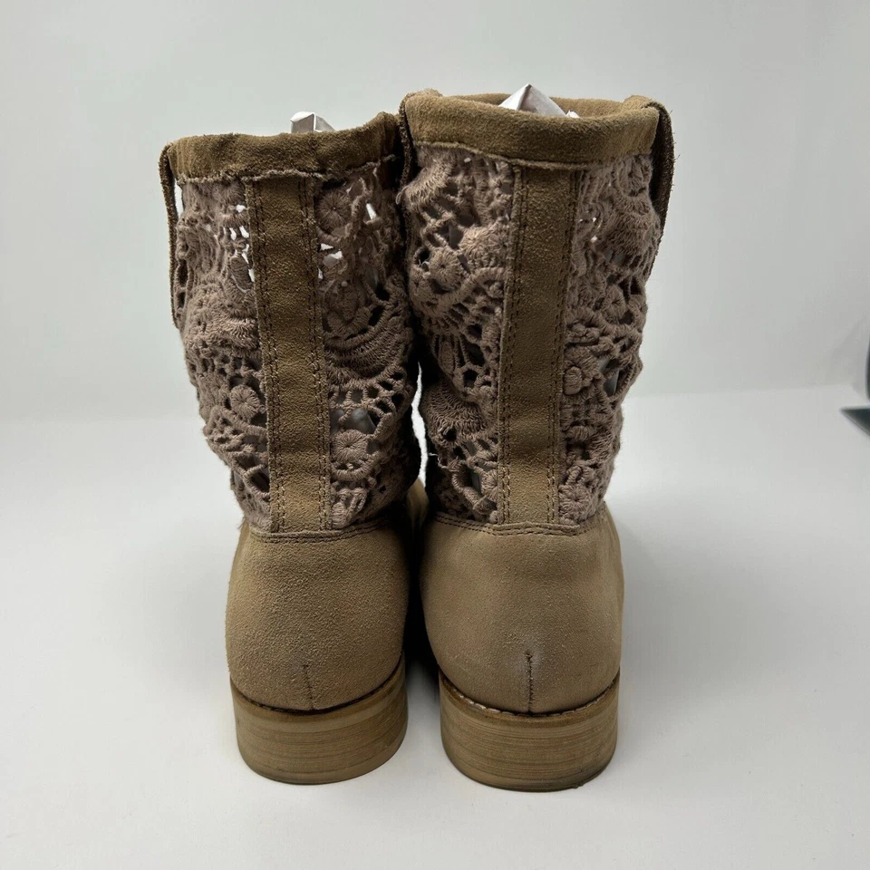 Botines Zigi Girl Cole para mujer talla 9 caqui tostado gamuza cuero detalle ganchillo Foto 4 de 4