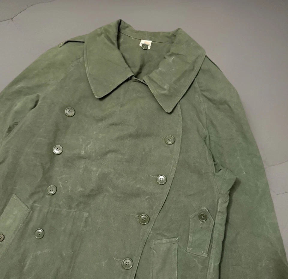 Vintage 1955 Paulhan & Fils French Army M-38 Motorcycle Coat Jacket Green 50s - Image 2 of 4