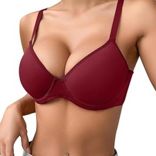 Womens Soft Wireless Push Up Bra 2 Cup Boost Thick Padded Seamless Comfort