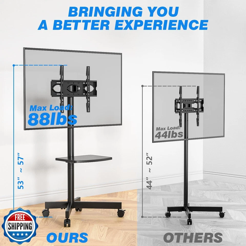 Soporte de TV móvil Rfiver para televisores de pantalla plana/curvada LED LCD de 23-60 pulgadas Foto 2 de 4