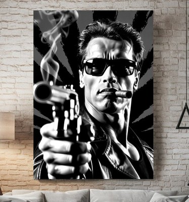 XL LEINWAND BILD BIS 165x115x5 ARNOLD-SCHWARZENEGGER TERMINATOR POP-ART FILM S/W