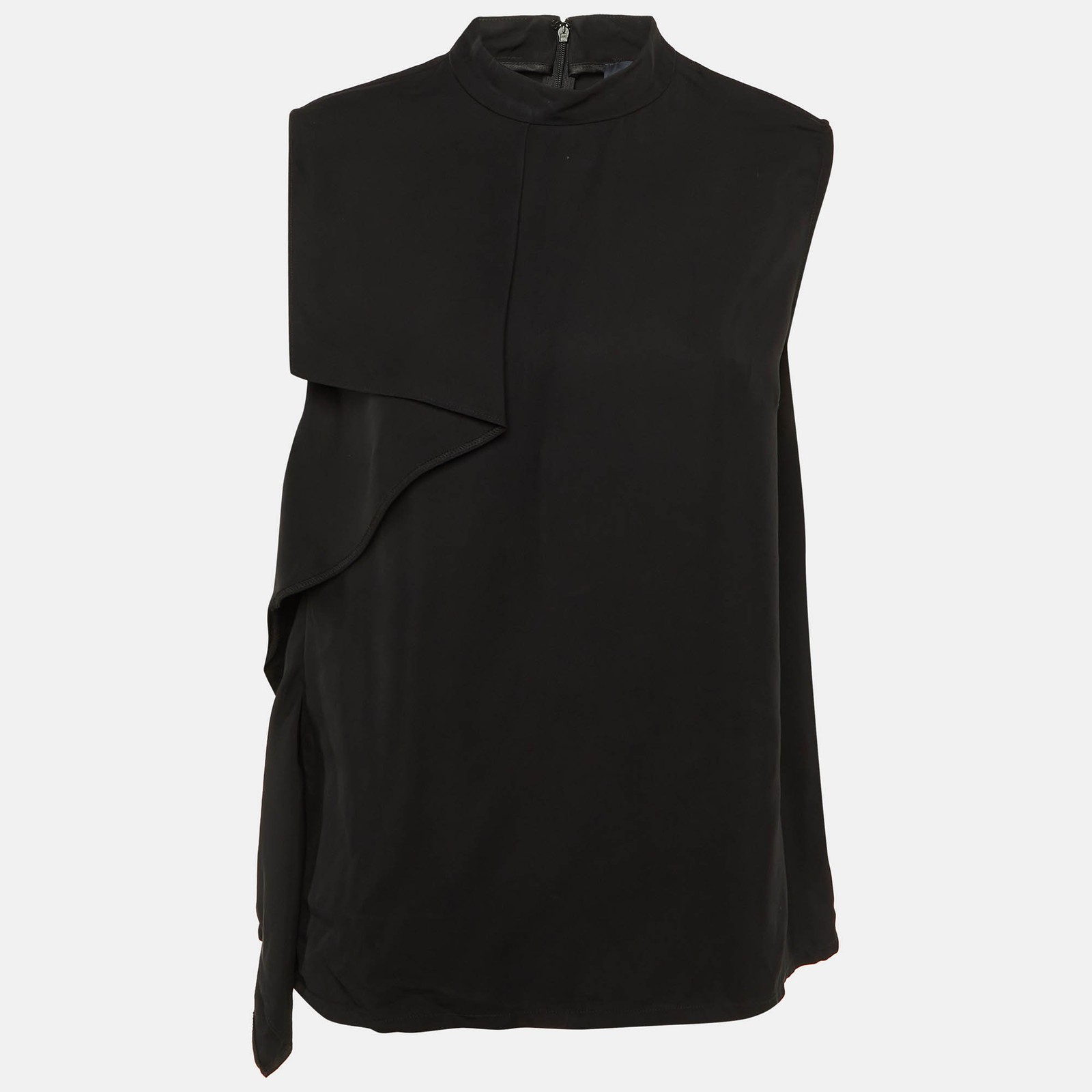 Class by Roberto Cavalli Black Crepe Draped Sleeveless Top L